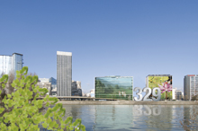 Sur les bords de la Seine. Le building Crédit Agricole Corporate and Investment Bank à Courbevoie.